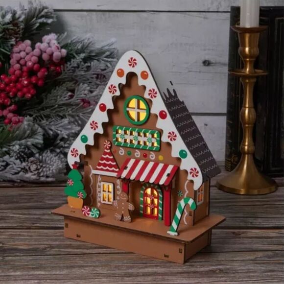Light Up Gingerbread House Festive Gingerbread House LED Decoration - Picture 1 of 5